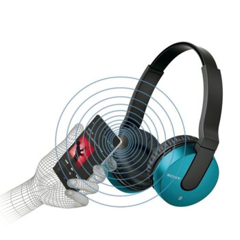 Слушалки Sony MDR-ZX550BN, микрофон, син