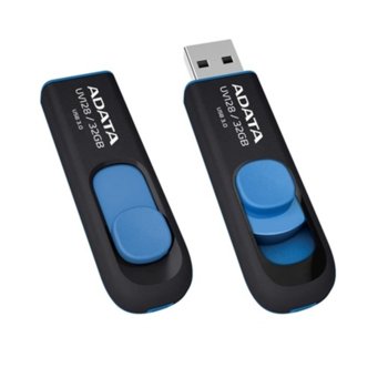 Памет 32GB USB Flash Drive, A-Data UV128, USB 3.0, черно/синя | JAR Computers 32GB A-Data UV128 USB 3.0 Black/Blue