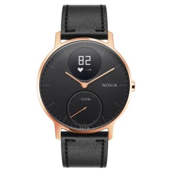 Смарт часовник Withings Steel HR, 36mm, измерване на крачки и пулс, до 25 дни време за работа, черен със черен силиконов маншет | JAR Computers Nokia Steel HR Hybrid Smartwatch 36BLACK-RG-L-BLAC