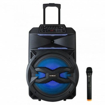Тонколона Samus Karaoke 15, 55W RMS, FM радио, Bluetooth, AUX, USB, TF карта, 2x1500mAh батерия, подсветка, черна | JAR Computers Samus KARAOKE 15