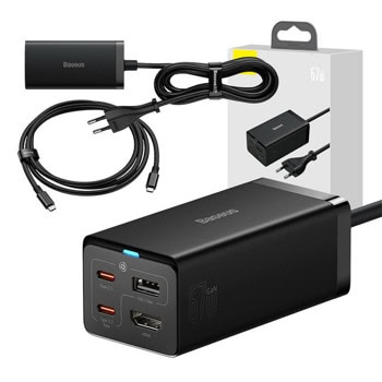 Зарядно устройство Baseus GaN5 Pro (CCGP110201), от контакт към 2x USB-C(ж), 1x USB-A(ж), 1x HDMI(ж), 5V/3A, черно, 67W | JAR Computers Baseus GaN5 Pro CCGP110201