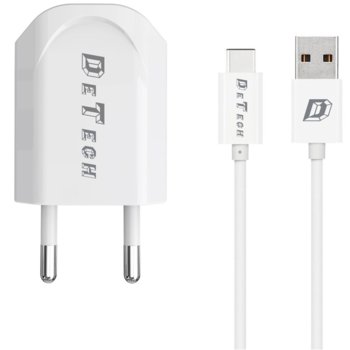 DeTech DE-11C с 1 x USB Type-C(м) кабел бял