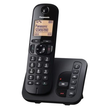 Безжичен телефон Panasonic KX-TGC220FXB, черно-бял дисплей, черен image