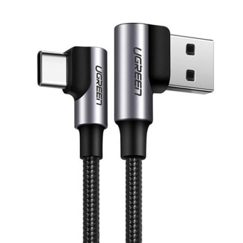 Кабел Ugreen (20856), от USB A(м) към USB-C(м), 1m, черен | JAR Computers Ugreen USB-C Data Cable Angled Quick Charge 3A