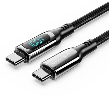 Кабел Vention TAYBAV, от USB C(м) към USB C(м), 1.2m, 100W, черен | JAR Computers кабел vention usb type c to usb type c 1.2m black