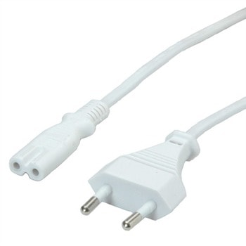 Захранващ кабел за лаптоп Roline Value 19.99.2090, от Shuko(м) към IEC C8(ж), 1m, бял | JAR Computers Roline Value 19.99.2090