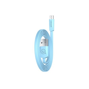 Кабел Usams U2 Micro Flat Data, от USB-A (м) към micro USB (м), 1.2м, син | JAR Computers Usams U2 Micro Flat Data 1.2м, син