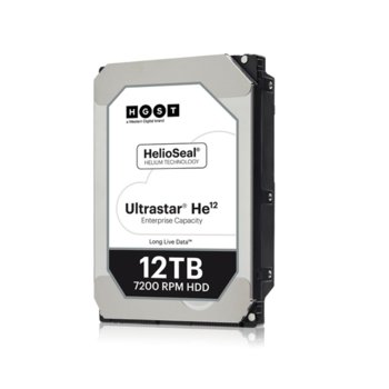 Твърд диск 12TB HGST Ultrastar He12 HUH721212ALE600, SATA 6Gb/s, 7200 rpm, 256MB кеш, 512e sector size(ISE), 3.5" (8.89cm) | JAR Computers 12TB HGST Ultrastar He12 SATA