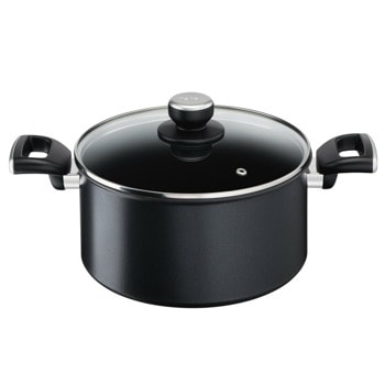 Тенджера Tefal G2554672, 24 cm диаметър, алуминий, топлинен индикатор Thermo-Spot, незалепващо титаниево покритие, с капак, черна | JAR Computers Tefal G2554672