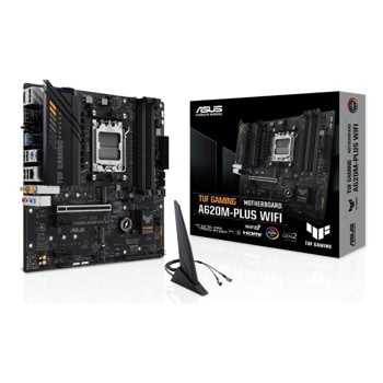 Дънна платка Asus TUF GAMING A620M-PLUS WIFI, A620, AM5, DDR5, PCI-E 4.0 (DP&HDMI), 2x M.2 slots, 4x SATA 6Gb/s, 2x USB 3.2 Gen 1 Type-A, Wi-Fi 6, Bluetooth v5.3, 2.5GbE LAN, Micro ATX | JAR Computers Asus TUF GAMING A620M-PLUS WIFI 90MB1F00-M0EAY0