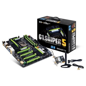 Дънна платка Gigabyte G1.Sniper 5, Z87, LGA1150, DDR3, PCI-E (DisplayPort&HDMI)(CF&SLi), 6x SATA 6Gb/s, 6x USB 3.0, Wi-Fi 802.11n, Bluetooth, E-ATX | JAR Computers Gigabyte G1.Sniper 5