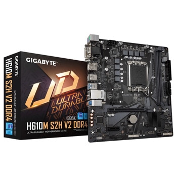 Дънна платка Gigabyte H610M S2H V2, H610, LGA1700, DDR4, PCI-E 4.0 (D-Sub/DVI-D/HDMI/DP), 1x M.2, 4x SATA 6Gb/s, 2x USB 3.2 Gen1, Micro ATX | JAR Computers Дънна платка Gigabyte H610M S2H V2 DDR4