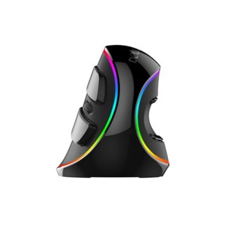 Мишка Delux M618 PLUS RGB, вертикална, оптична (4000 dpi), USB, черна, 6 бутона, сваляема подложка, RGB подсветка image