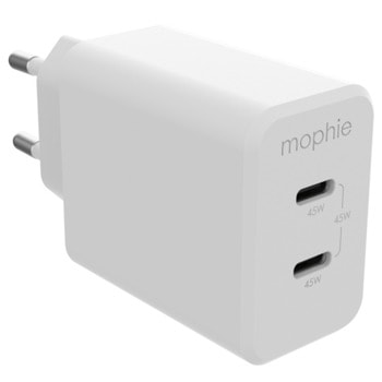 Зарядно устройство Мophie 409909299, от контакт към 2x USB-C(ж), 45W, бяло | JAR Computers Mophie 409909299