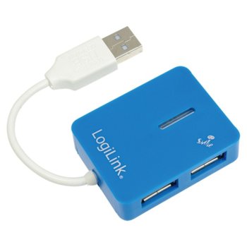 USB Хъб LogiLink UA0136, 4 порта, от USB Type-A към 4x USB 2.0 Type-A, 480 Mbit/s, син | JAR Computers LogiLink UA0136 USB HUB 4xUSB2.0