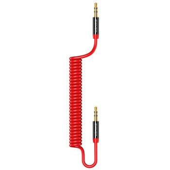 Кабел Usams Spring Audio Cable SJ256YP02, от 3.5mm Jack(м) към 3.5mm Jack(м), 1.2 м., червен | JAR Computers Usams Spring Audio Cable 1.2м, червен