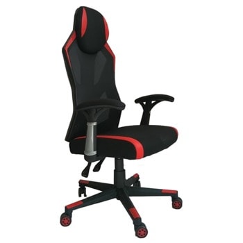Геймърски стол RFG Soft Game, до 120 кг. макс тегло, текстил/меш, коригиране височина, газов амортисьор, черен/червен image