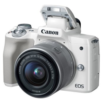 Canon EOS M50 (бял) + 2x обектива + Lexar 64GB SD