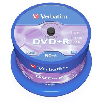 Оптичен носител DVD+R 4.7GB, Verbatim, 16x, 50бр | JAR Computers Verbatim DVD-R 16X 4.7GB 50 pcs.