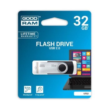 Памет 32GB USB Flash Drive, Goodram UTS2, USB 2.0, черно/сребриста | JAR Computers Goodram 32GB UTS2 USB 2.0 UTS2-0320K0R11