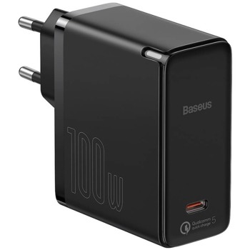 Зарядно устройство Baseus GaN 2 Fast Charger 1C, от контакт към 1x USB C, 20V/5A, черно, 100W | JAR Computers Baseus GaN 2 Fast Charger 1C 100W TZCCGAN-L01