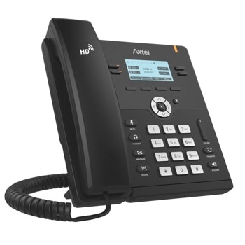 VoIP телефон AxTel AX-300G, 192x64 LCD дисплей, 4 SIP акаунта, 2x 10/100/1000 Mbps LAN порта, PoE 802.3af клас 2, черен image