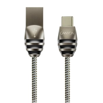 Кабел Canyon CNS-USBC5DG, от USB A(м) към USB Type C(м), 1m, метална оплетка, сребрист | JAR Computers Canyon CNS-USBC5DG