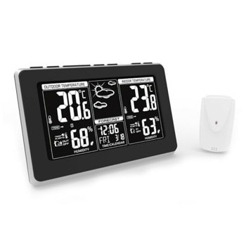 Метеостанция Adler AD 1175, термометър, аларма, прогноза за времето, черен | JAR Computers Метеостанция Adler AD 1175