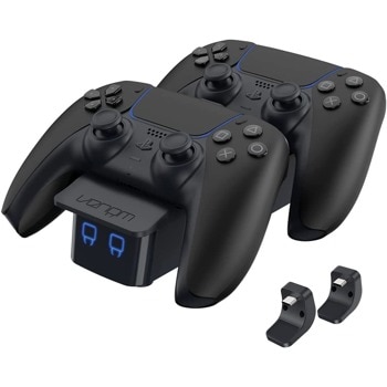 Докинг станция Venom VS5007, за зареждане на до 2 PlayStation 5 контролери едновременно, LED дисплей, USB, черна image