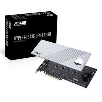 Преходник Asus HYPER M.2 X16 GEN 4 CARD, от PCI-E 4.0(3.0) към 4x NVMe M.2 (2242/2260/2280/22110) | JAR Computers Asus HYPER M.2 X16 GEN 4 CARD