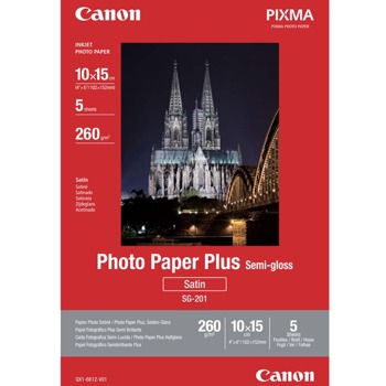 Фотохартия Canon, 10x15 cm, полугланцирана, 260 g/m2, 5 листа | JAR Computers Canon SEMI-GLOSS