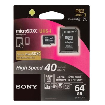64GB microSD, Sony, class 10