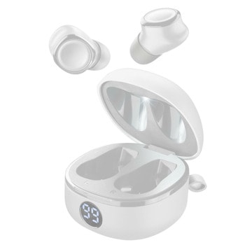 Слушалки AQL Evade 2 White, безжични, Bluetooth, микрофон, до 5 часа време на работа, кейс, функция Dual Master, бели | JAR Computers AQL Evade 2 White IT8483