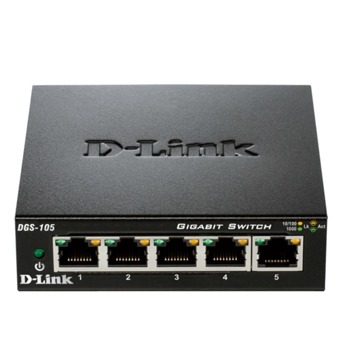 Суич D-Link DGS-105GL, 1000 Mbps, 5 порта, 5x 10/100/1000BASE-T | JAR Computers D-Link DGS-105GL