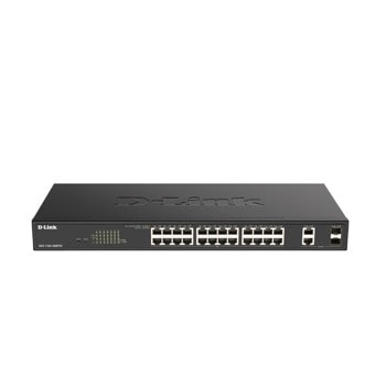 Суич D-Link DGS-1100-26MPV2, 1000 Mbps, 26 порта, 24x 10/100/1000 PoE ports, 2x Combo GE/SFP | JAR Computers D-Link 26-Port PoE+ Gigabit Smart Managed Switch
