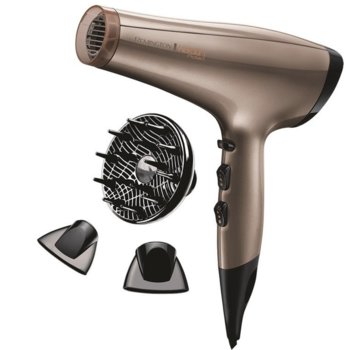 Сешоар Remington AC8002 E51, 2200W, 3 степени на температурa, 2 скорости, Функции Студен въздух, керамична решетка, обогатена с кератин и бадемово олио, бежов | JAR Computers Remington AC8002 E51