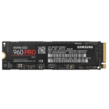 Памет SSD 1TB Samsung 960 PRO, PCIe 3.0, M.2 (2280), скорост на четене 3500 MB/s, скорост на запис 2100 MB/s | JAR Computers Samsung SSD 960 PRO EVO M2 PCIe 1TB