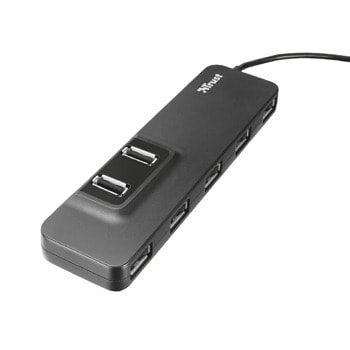 USB Хъб Trust Oila 20576, 7 порта, от USB Type-A към 7x USB 2.0 Type-A, черен | JAR Computers Trust Oila 7 Port USB Hub 20576