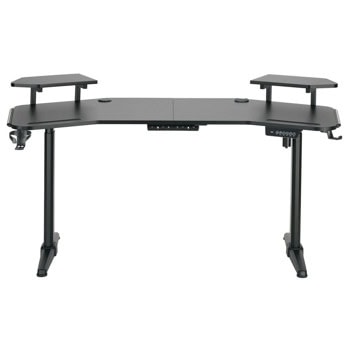 Компютърно бюро Nitro Concepts Nemesis Rise and Play, 1600 x 800 x 720-1200 mm, поставка за слушалки и напитка, повдигнати поставки за монитори, два кабелни отвора, черно | JAR Computers Nitro Concepts Nemesis Rise and Play