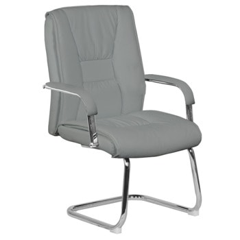 Посетителски стол Carmen 6540, до 130кг, еко кожа, подлакътници, хромирана база, сив image