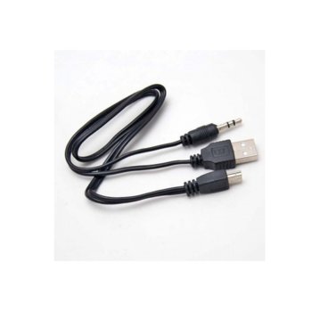 DeTech USB Mini(м) към USB A(м) + 3.5mm jack(м)
