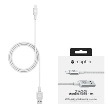 Кабел Mophie Charge and Sync, USB-A (м) към Lightning (м), 1м, бял | JAR Computers Кабел Mophie Charge and Sync Cable-USB-A