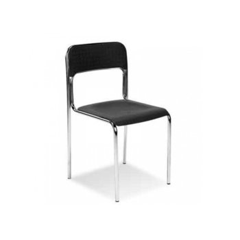 Посетителски стол Cortina, пластмаса, хромирани крака, черен | JAR Computers CORTINA Black