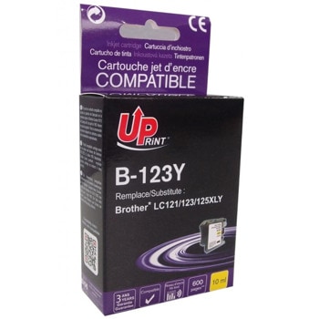 Касета за Brother DCP J132W/J152W/J172W/J4110DW/J552DW/J752DW; MFC J4410DW/J4510DW/J4610DW/J470DW/J4710DW/J650DW/J6520DW/J6720DW/J6920DW/J870DW - Yellow - LC121/123/127 - Generink - неоригинален - Заб.: 600 копия, 10ml капацитет | JAR Computers UPRINT LC121/123/127