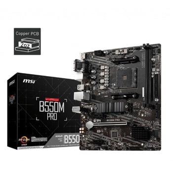 Дънна платка MSI B550M PRO, B550, AM4, DDR4, PCI-E 3.0 (DP/HDMI/VGA), 4x SATA 6Gb/s, 1x M.2, 4x USB 3.2 Gen 1, Micro ATX | JAR Computers MSI B550M PRO