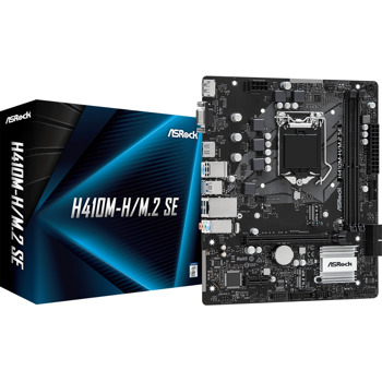 Дънна платка ASRock H410M-H/M.2 SE, H370, LGA1200, DDR4, PCI-E 3.0 (HDMI&DP&VGA), 1x M.2, 4x SATA 6Gb/s, 4x USB 3.2 Gen 1 Type-A, Micro ATX | JAR Computers ASRock H410M-H/M.2 SE