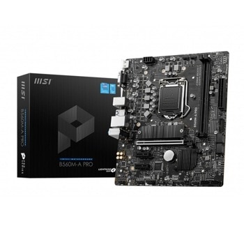 Дънна платка MSI B560M-A PRO, B560, LGA1200, DDR4, PCI-E 4.0 (HDMI/VGA), 6x SATA 6Gb/s, 1x M.2, 4x USB 3.2, M-ATX | JAR Computers MSI B560M-A PRO