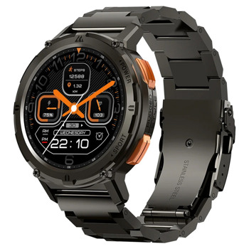 Смарт часовник Kospet Tank T2, 1.43" (3.63cm) AMOLED дисплей, Bluetooth, следене на съня, следене на сърдечен ритъм, SpO2, 70 спортни режима, 5ATM водоустойчивост, IP69K, до 15 дни време на работа, черен, силиконова и метална каишка | JAR Computers Kospet Tank T2 Band Stainless/Silicone Band