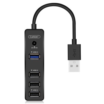 USB Хъб Earldom ET-HUB07, 4 порта, от USB Type-A към 1x USB 3.0 Type-A/3x USB 2.0 Type-A, черен | JAR Computers Earldom ET-HUB07 40172