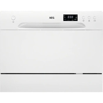 Съдомиялна AEG FFB21200CW, клас F, 6 комплекта, 6 програми, 4 температури, компактен размер, панел с 3 цифров дисплей, бяла | JAR Computers AEG FFB21200CW 19011